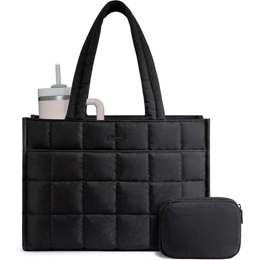 Tote Bag for Women, Puffer Work Handbag 15.6 Inch Laptop Purse for Nurse Teacher